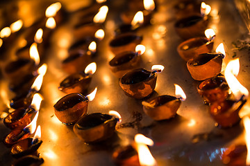 Image showing Burning candles in the Indian temple.