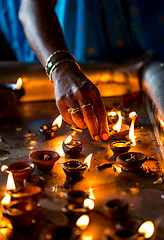 Image showing Burning candles in the Indian temple.