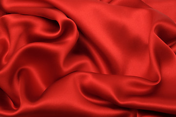 Image showing Red silk textile