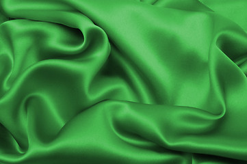 Image showing Green satin background