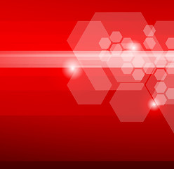 Image showing Abstract red background with hexagons