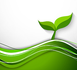 Image showing Abstract background in green color with plant