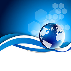 Image showing Abstract blue background with globe