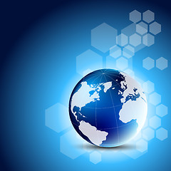 Image showing Abstract blue background with globe