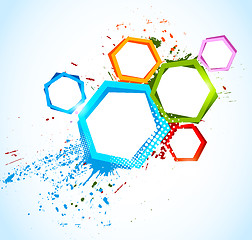Image showing Abstract colorful background with hexagons
