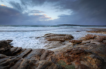 Image showing Oak Park, Cronulla on a rainy day with choppyn seas