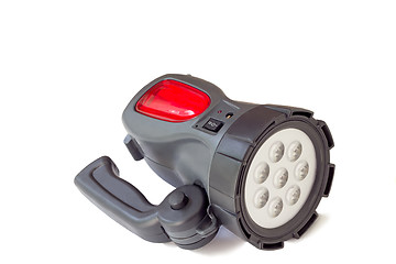 Image showing Electric rechargeable led flashlight on a white background.