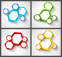 Image showing Set of backgrounds with hexagons