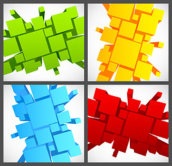 Image showing Set of backgrounds with 3d squares