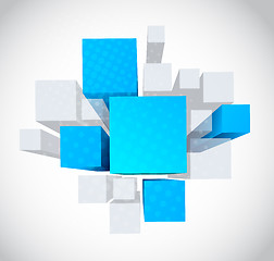 Image showing Abstract background with 3d gray and blue cubes