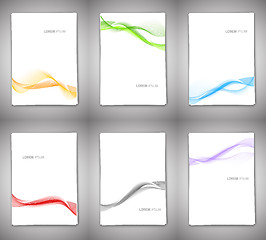Image showing Set of backgrounds with wavy lines