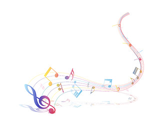 Image showing Multicolor musical note staff