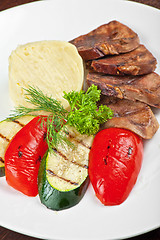 Image showing tongue with grilled vegetable