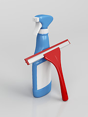 Image showing Squeegee and spray bottle