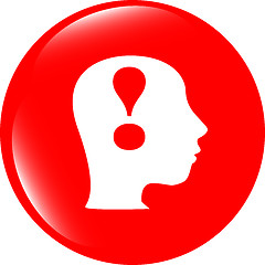 Image showing Human head with exclamation mark icon, web button