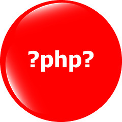 Image showing PHP sign icon. Programming language symbol. Circles buttons