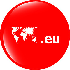 Image showing Domain EU sign icon. Top-level internet domain symbol with world map