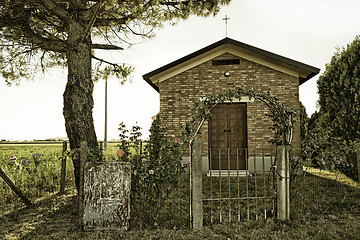 Image showing Country church on a crossroads