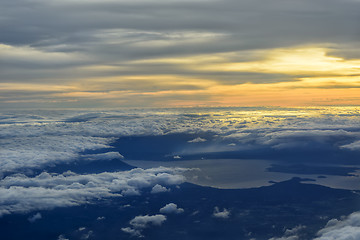 Image showing Airplane Sunset Cloudscapes