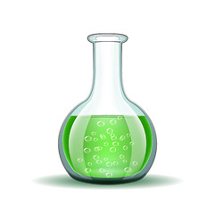 Image showing Chemical laboratory transparent flask with green liquid