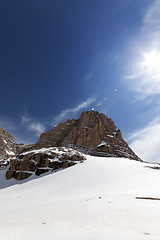 Image showing Snowy rocks at nice day