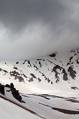 Image showing Snowy mountains in fog