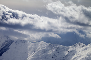 Image showing Evening mountains and cloudy sky