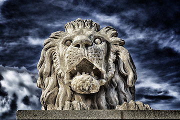 Image showing Lion of the Chain Bridge in Budapest