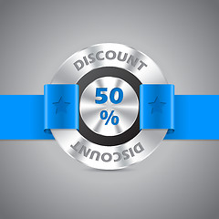 Image showing 50% discount sale metallic badge