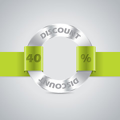 Image showing Discount badge with green ribbon