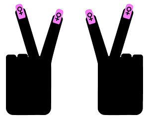 Image showing Hand sign victory