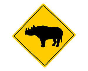Image showing Black rhino warning sign
