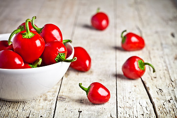 Image showing red hot peppers in bowl 