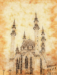 Image showing The Kul Sharif mosque vintage background