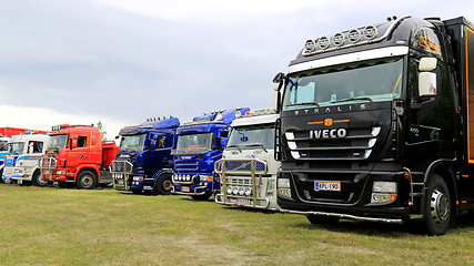 Image showing Row of Show Trucks at a Truck Meeting