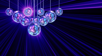 Image showing Colorful funky background with mirror disco balls