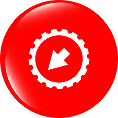 Image showing web icon arrow on gears (cog) sign web button