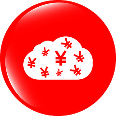 Image showing web icon cloud with yen sign, web button isolated on white