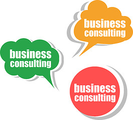 Image showing business consulting. Set of stickers, labels, tags. Template for infographics