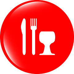 Image showing Eat sign icon. Cutlery symbol. Knife, fork and wineglass. Modern UI website button