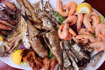 Image showing Greek seafood plate