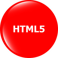 Image showing html 5 sign icon. Programming language symbol. Circles buttons