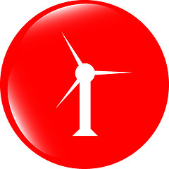 Image showing wind turbine icon, web button isolated on white