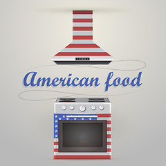 Image showing Illustration of stove and extractor. American food.