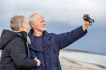 Image showing Elderly couple taking a self portrait