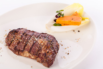 Image showing Grilled beef steak with seasoning