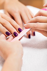 Image showing manicure making in beauty spa salon