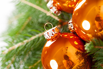 Image showing Shiny bright copper colored Christmas balls