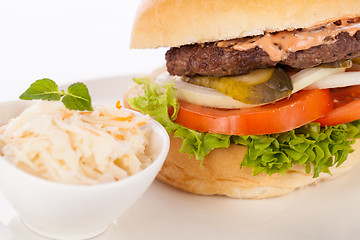 Image showing Cheeseburger with cole slaw 
