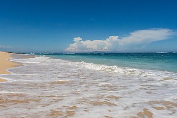 Image showing Beautiful tropical beach with lush vegetation